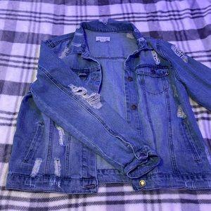 CI SONO Denim Collection Ripped Denim Jacket size XL